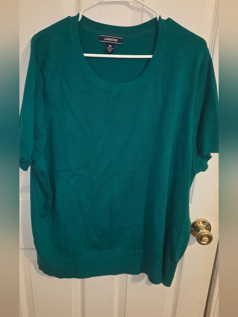 Lands' End Teal Short-Sleeve Knit Top